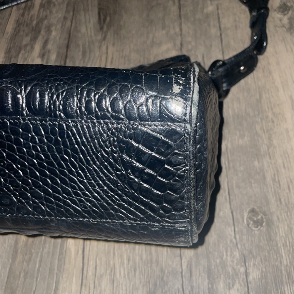 BRAHMIN Black Croc Embossed / Woven Leather Shoulder Bag - Picture 8 of 11